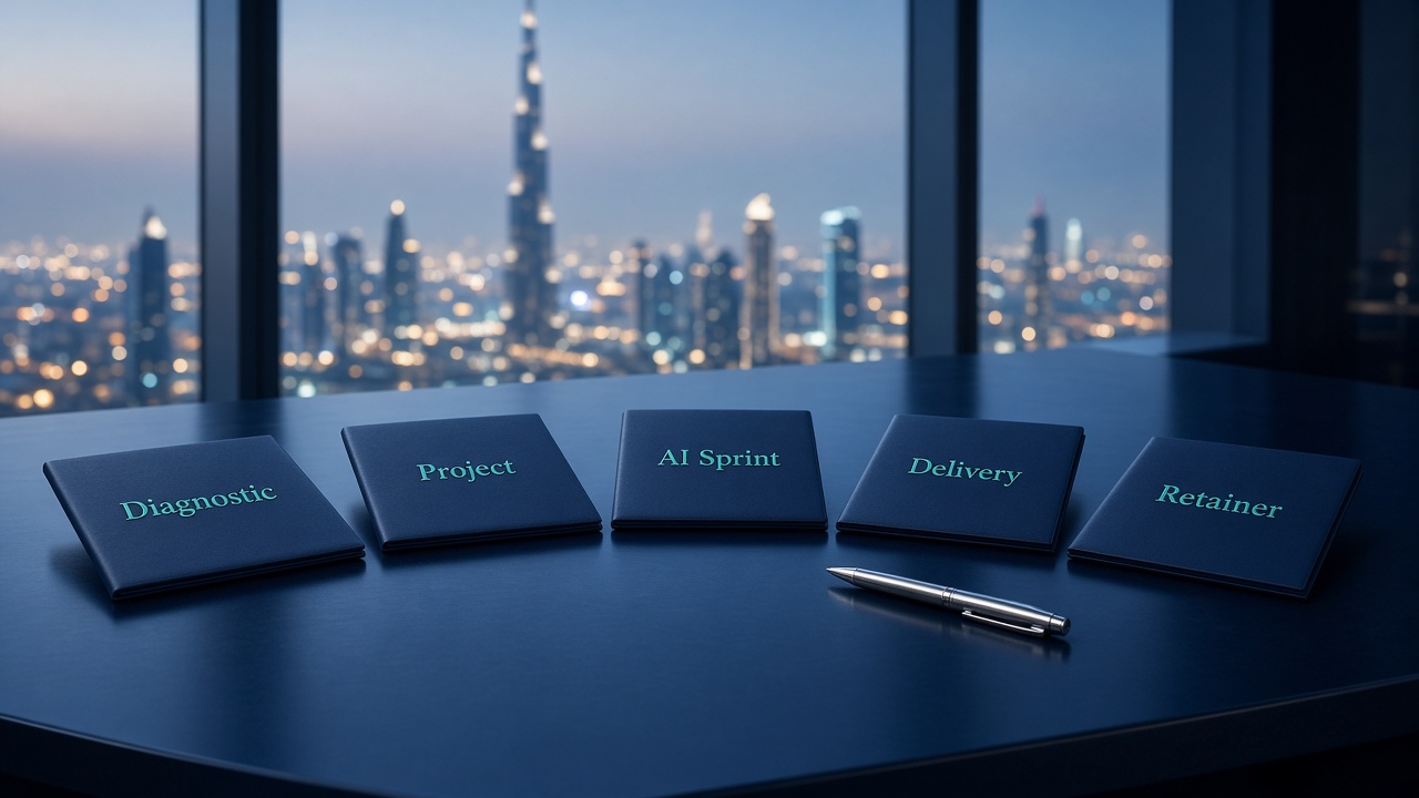 Engagement format folders: diagnostic, project, AI sprint, delivery and retainer
